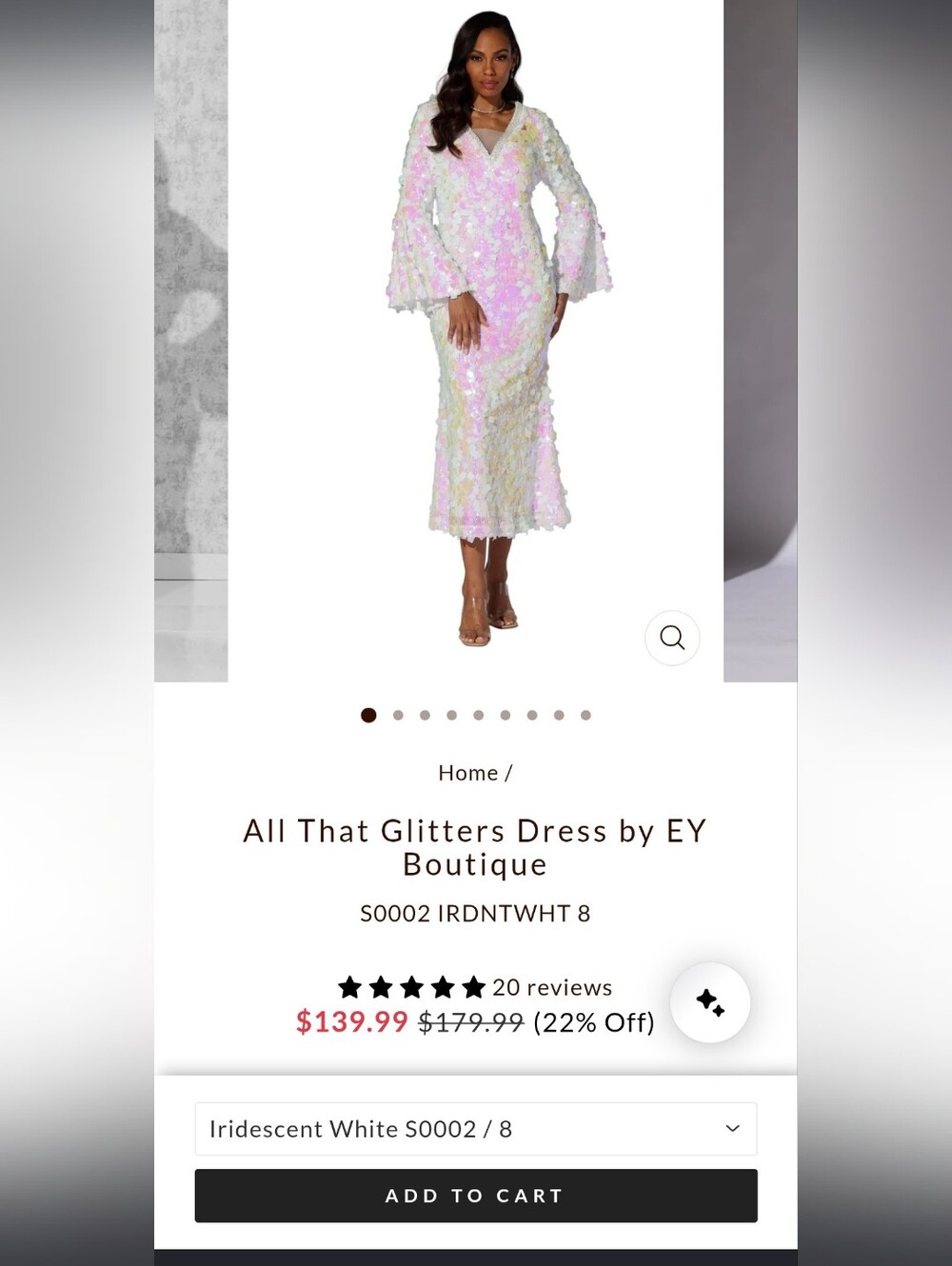 All That Glitters Iridescent White Sequin Midi Dress by EY Boutique